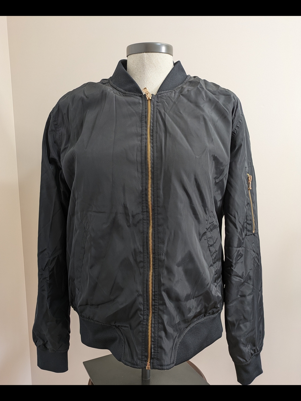 Ci Sono Women’s Black Bomber Jacket Leopard Faux Fur Lined Size L